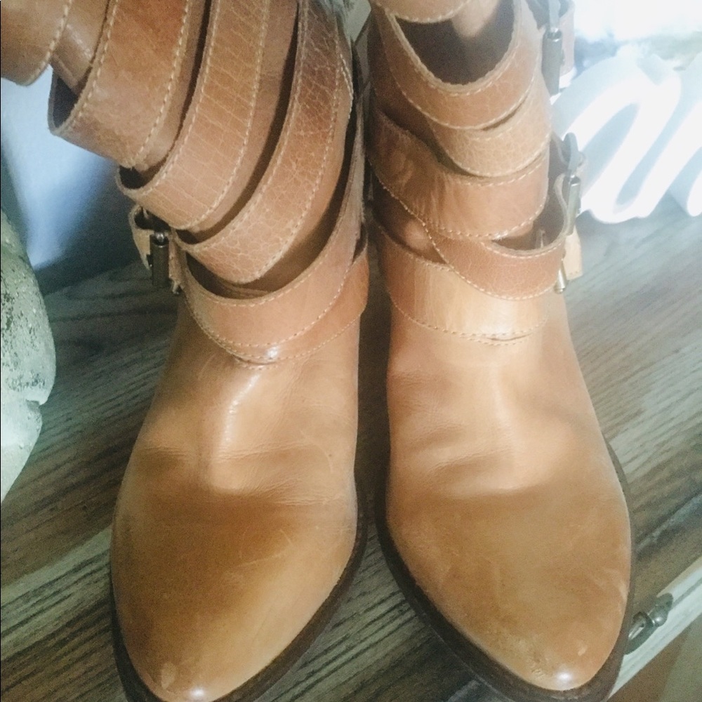 Naughty Monkey Avril Leather Strappy Buckle Boho Boots Sz 7.5 - Picture 3 of 7